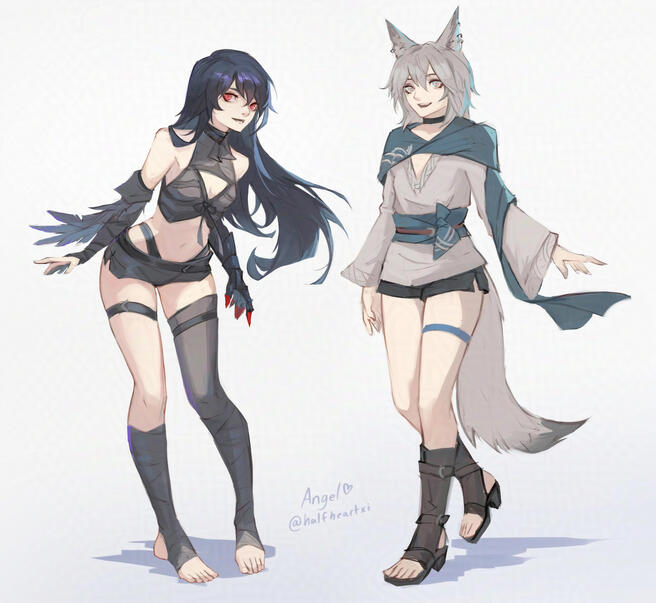 Raven and Fenn, full character art.