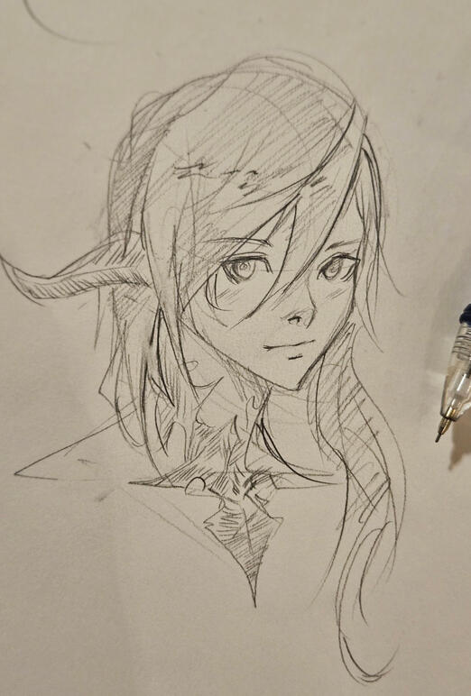 Pencil drawing of my FFXIV character