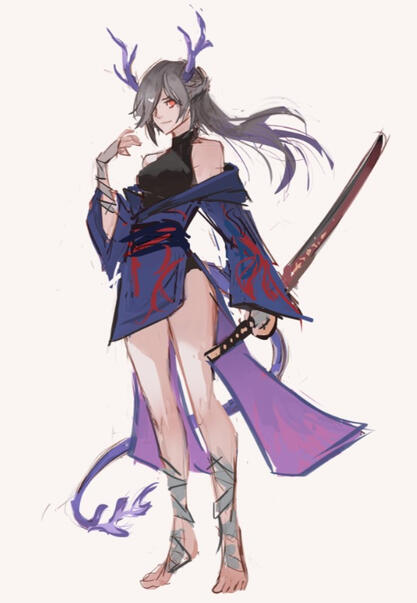 Aki - dragon samurai concept
